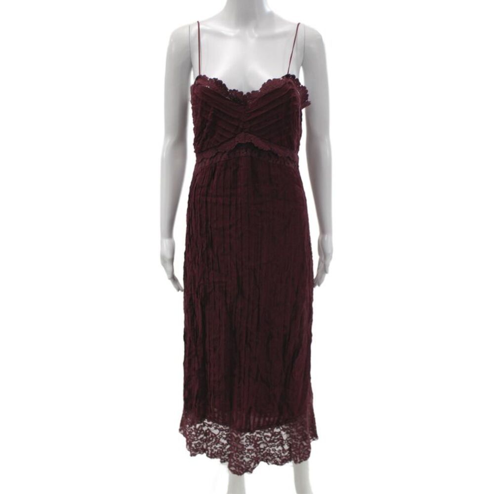 Farm Rio Women Slip Dress Purple Viscose Sweetheart Neck Bohemian Size S
